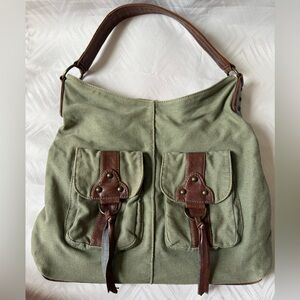 Y2K Distressed Hobo Stylish Green and Brown Bag by Stamp 10 Purse Shoulder
